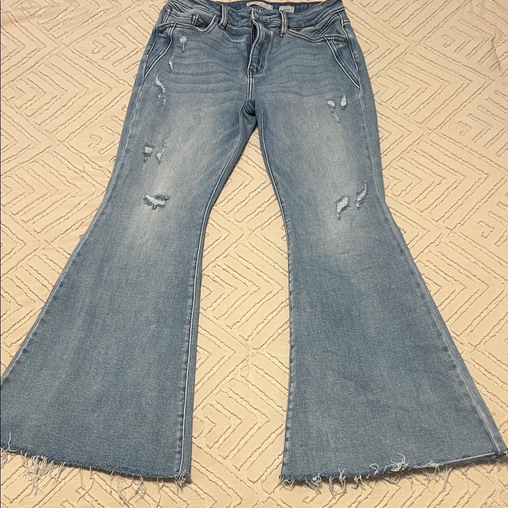 KanCan Light Blue Distressed Flare Jeans